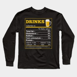 Funny Drinks Nutrition Facts Label Thanksgiving Long Sleeve T-Shirt